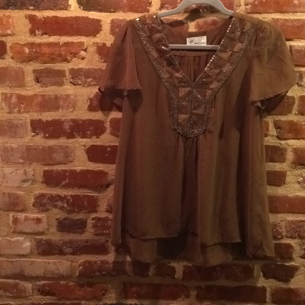 Brown beaded top